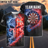 BlueJose Darts American Flag Smoke Fire Dartboard Punisher Skull Design Personalized Name Shirt