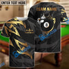 BlueJose Billiards Ball 8 King Golden Premium Personalized Name, Team Name Shirt (4 Colors)