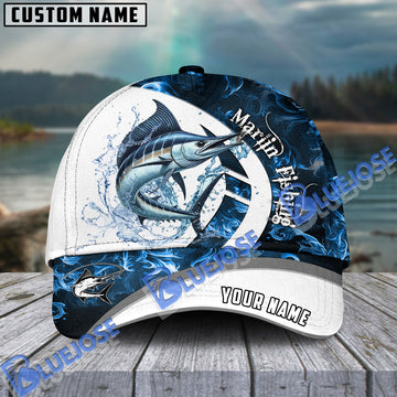 BlueJose Marlin Fishing Blue Flame Sport Custom Name Cap