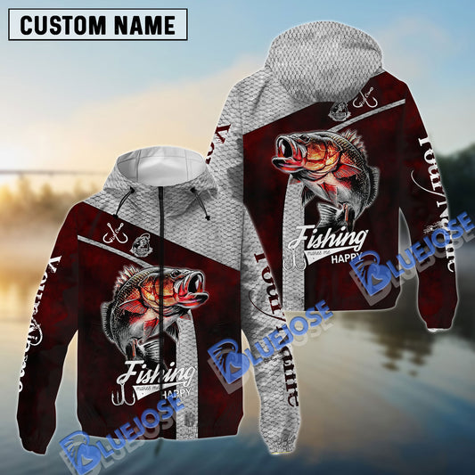 BlueJose Personalized Fishing Red Windbreaker Jacket