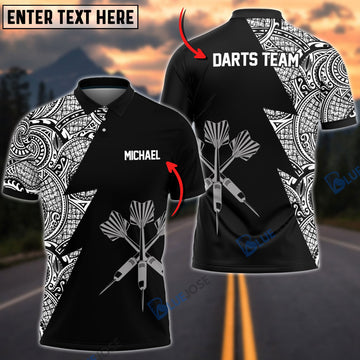 BlueJose Dart Arrows Tribal Black White Custom Darts Shirts