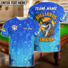 BlueJose Billiards Ball 8 Funny Cartoon Shark, Bubble Design Personalized Name Shirt (4 Colors)