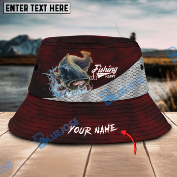 BlueJose Custom Name Catfish Fishing Red Bucket Fishing Hat