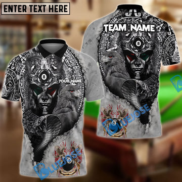 BlueJose Billiards Ball 8 Aztec Mexico Personalized Name 3D Shirt