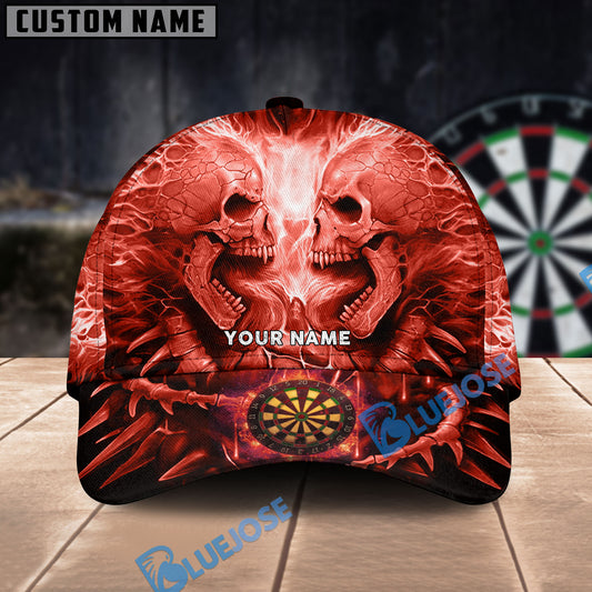 BlueJose Red Skull Darts Personalized Name Cap