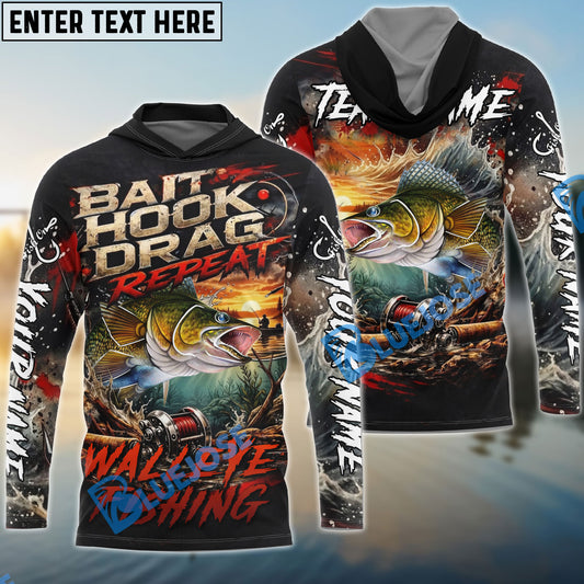 Bluejose Walleye Fishing Bait Hook Drag Repeat Custom Name & Team Name 3D Shirts