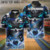 BlueJose Bowling And Pins Neon Skull Electric Energy Bowling Ball Dark Graphic Customized Name, Team Name 3D Shirt (4 Colors)