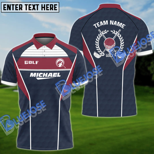 BlueJose Golf Patriotic Red Blue Personalized Name, Team Name Polo Shirt