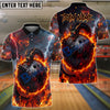 BlueJose Bowling Fire Black Dragon & Bowling Ball Customized Name, Team Name 3D Shirt (4 Colors)