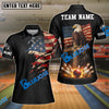 BlueJose Bowling Distressed American Flag Rip Shoulder & Eagle Cross Strike Art Personalized Name, Team Name 3D Shirt