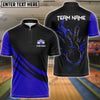 BlueJose Bowling And Pins Basic Black Customized Name 3D Shirt (4 Colors)