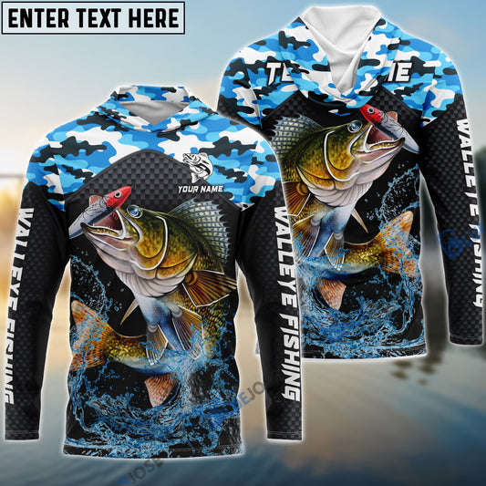 Bluejose Walleye Fishing Blue Camo Sport Custom Name & Team Name 3D Shirts