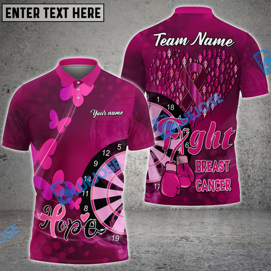 BlueJose Darts Breast Cancer Hope Personalized Name, Team Name 3D Shirt