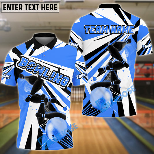 BlueJose Bowling And Pins Strike Color Race Customized Name 3D Shirt ( 4 Colors )