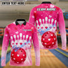 BlueJose Bowling Pink Heart Valentine Theme Design Personalized Name, Team Name 3D Shirt