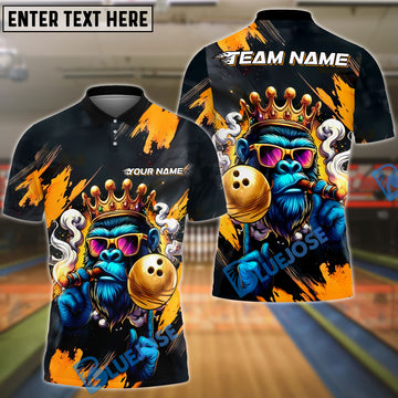 BlueJose Bowling And Pins King Gorilla Customized Name, Team Name 3D Shirt (4 Colors)