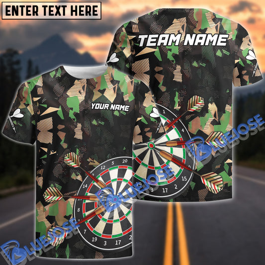 BlueJose Darts Fire Jungle Camo Personalized Name, Team Name Shirt