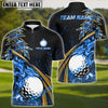 BlueJose  Golf Fire Golden Line Premium Multicolor Option Customized Name, Team Name 3D Polo Shirt (6 Colors)