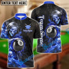 BlueJose Billiards Flame Grim Reaper Holding 8 Ball Personalized Name, Team Name Unisex Shirt (4 Colors)