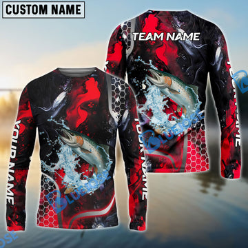Bluejose Salmon Fishing Red Thunder Custom Name & Team Name 3D Shirts