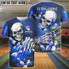 BlueJose Bowling And Pins Skull Lightning Multicolor Customized Name 3D Shirt (4 Colors)
