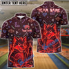 BlueJose Bowling And Pins Neon Angry Wolf Design Customized Name, Team Name 3D Shirt (4 Colors)