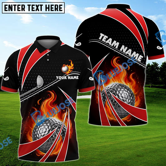 BlueJose Golf Fire Light Customized Name, Team Name 3D Shirts (6 Colors)