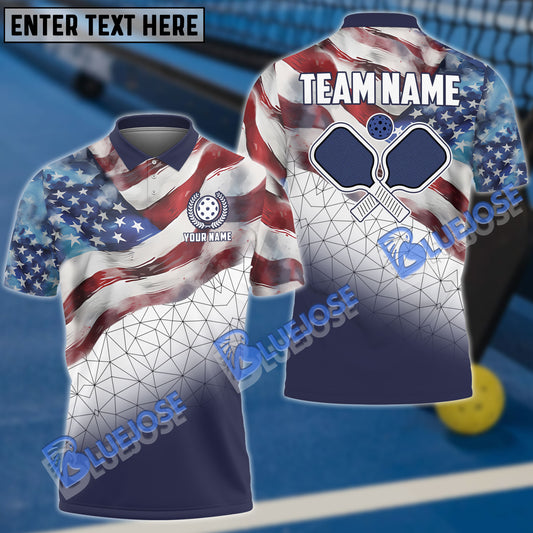 BlueJose Personalized Name, Team Name US Flag Patriotic Sporty Pickleball 3D Shirt