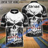 BlueJoses Bowling And Pins Haunted Skull Multicolor Customized Name 3D Shirt ( 4 Colors )