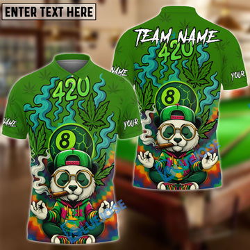 BlueJose Billiards 420 8-Ball Funny Panda Customized Name, Team Name 3D Shirt