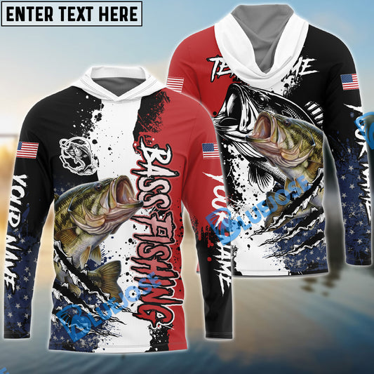 Bluejose Bass Fishing Paint Scratch American Flag scratch Sport Custom Name & Team Name 3D Shirts
