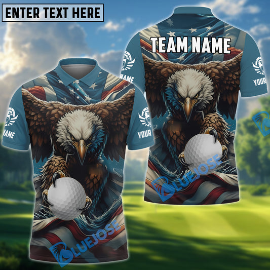 BlueJose Golf Ball Eagle Flag Premium Customized Name, Team Name 3D Shirts ( 6 Colors)