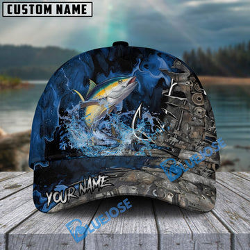 BlueJose Fishing Splash Water Hook Jacket Camo Personalized Name Classic 3D Cap Personalized Cap (13 Breeds)