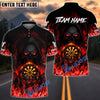 BlueJose Darts Flaming Skull Dark Fire Style Multicolor Options Personalized Name Shirt (4 Colors)