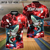 BlueJose Bowling & Pins Shark Lightning Graphic Customized Name, Team Name 3D Shirt (6 Colors)