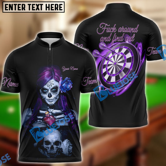 BlueJose Darts Purple Girl & Skull Personalized Shirt