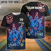 BlueJose Bowling Neon Bowling Ball Strike Funny Customized Name, Team Name 3D Shirt (4 Colors)