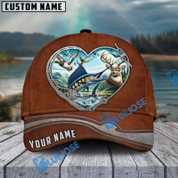 BlueJose Marlin Fishing Heart Personalized Name Cap