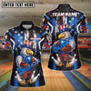 BlueJose Bowling & Pins American Flag Patriotic Eagle Strike Graphic Customized Name, Team Name 3D Shirt (4 Colors)