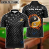 BlueJoses Billiards Ball 8 & 9 Fire Black US Flag Customized Name, Team Name 3D Shirt