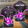 BlueJose Bowling And Pins Crown Premium Customized Name 3D Shirt (4 Colors)