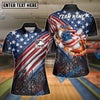 BlueJose Bowling USA Flag Flaming Strike Bowling Ball Patriotic Design Personalized Name, Team Name 3D Shirt