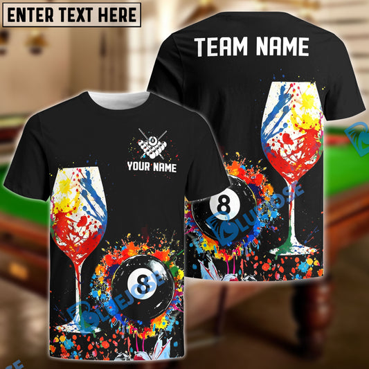 BlueJose Billiards Ball 8 Pool Wine Splash Personalized Name, Team Name Unisex Shirt