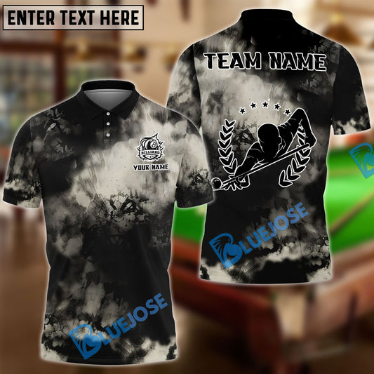 BlueJose Billiards Black & White Tie Dye Style Personalized Shirt