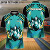 BlueJose Bowling and Pins Fire Flash Flame Personalized Name, Team Name 3D Shirt (4 Colors)