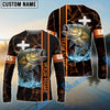 Bluejose Bass Fishing Orange Cross Pattern Custom Name & Team Name 3D Shirts