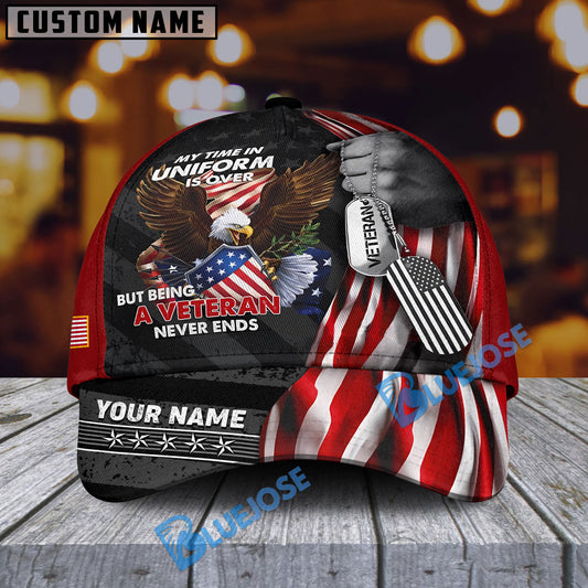 BlueJose Being A Veteran Never Ends Classic Cap 3D Personalized