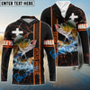 Bluejose Walleye Fishing Orange Cross Pattern Sun Protection Custom Name & Team Name 3D Shirts