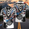 BlueJose Darts Grunge Eagle American Flag Black White Personalized Name, Team Name Shirt