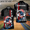 BlueJose Bowling USA Flag Angry Bowling Ball Cartoon Personalized Name, Team Name 3D Shirt